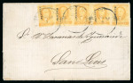 Stamp of Mexico » 1856-61 "Hidalgo" Issues 1856 Tampico 1 Real Yellow combination on cover