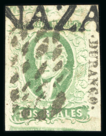 Stamp of Mexico » 1856-61 "Hidalgo" Issues 1856 Durango Nazas 2 Reales first plate with Value Tablet Repeated Error