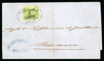 Stamp of Mexico » 1856-61 "Hidalgo" Issues 1856 Veracruz 2 Reales Green on cover forwarded from New York