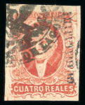 Stamp of Mexico » 1856-61 "Hidalgo" Issues 1856 Lagos, Guadalajara 2 Reales Green + 4 Reales Red Diligencias de Lagos group