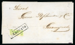 Stamp of Mexico » 1856-61 "Hidalgo" Issues 1856 Guanajuato Yrapuato 2 Reales Green bisect on cover