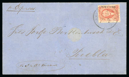Stamp of Mexico » 1856-61 "Hidalgo" Issues 1856 Veracruz 4 Reales Red on Express cover