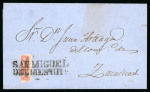 Stamp of Mexico » 1856-61 "Hidalgo" Issues 1856 Zacatecas San Miguel del Mezquital 4 Real Red Bisect on cover