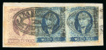 Stamp of Mexico » 1856-61 "Hidalgo" Issues 1856 Mexico District + Querétaro Celaya. 8 Reales + two ½ Real combination