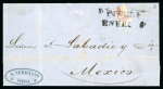 Stamp of Mexico » 1856-61 "Hidalgo" Issues 1856 Puebla 8 Reales Lilac Quadrisect on cover