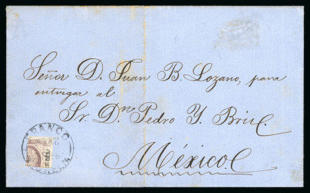 Stamp of Mexico » 1856-61 "Hidalgo" Issues 1856 Morelia and San Luis Potosí 8 Reales Lilac Quadrisects on two covers