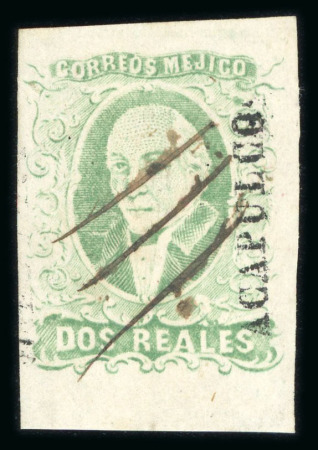 Stamp of Mexico » 1856-61 "Hidalgo" Issues 1856 Acapulco 2 Reales Emerald