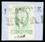 Stamp of Mexico » 1856-61 "Hidalgo" Issues 1856 Apam 2 Reales Emerald Group, mint and postally used