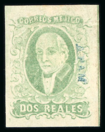 Stamp of Mexico » 1856-61 "Hidalgo" Issues 1856 Apam 2 Reales Emerald Group, mint and postally used