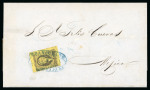 Stamp of Mexico » 1861 "Hidalgo" Second Issue 1861 Guadalajara, Jalapa 4 Reales Black/Yellow two covers group