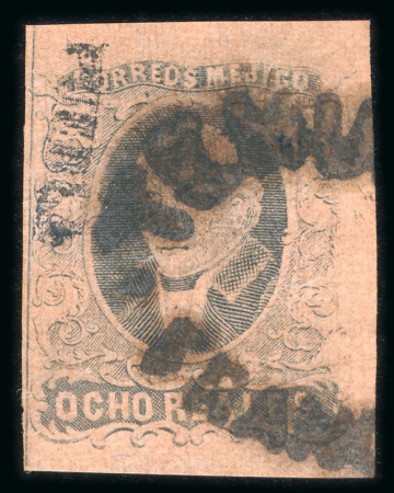 Stamp of Mexico » 1861 "Hidalgo" Second Issue 1861 Puebla Tehuacán 8 Reales Black/Brown