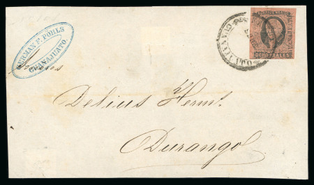 Stamp of Mexico » 1861 "Hidalgo" Second Issue 1861 Guanajuato 8 Reales Black/Brown on front