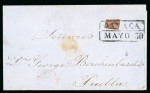 Stamp of Mexico » 1861 "Hidalgo" Second Issue 1861 Oaxaca 8 Reales Black/Brown Quadrisect on cover
