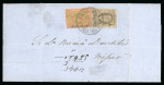 Stamp of Mexico » 1861 "Hidalgo" Second Issue 1861 Veracruz 8 Reales Green on Brown + 2 Reales Rose on cover