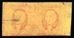 Stamp of Mexico » 1867 Gothic "Hidalgo" Issue 1867 Gothic Hidalgos 4 Reales Red/Yellow Pair Printed on Both Sides