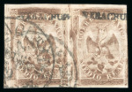 Stamp of Mexico » 1864 "Eagle" Issue 1864 Veracruz ½ Real Brown Eagles 1st Period pair .