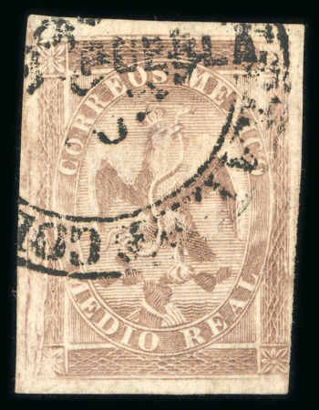 Stamp of Mexico » 1864 "Eagle" Issue 1864 Puebla ½ Real Brown Eagle 1st  Period