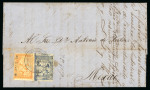 Stamp of Mexico » 1864 "Eagle" Issue 1864 Apam 2 Reales Orange + 1 Real Blue Eagles 1st -3rd Periods on cover