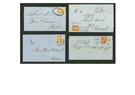 Stamp of Mexico » 1866 "Maximilian" Issue 1866 Various Districts 25c Orange Maximilians Lithographed group of covers
