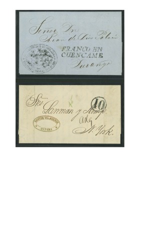 Stamp of Mexico » Stampless Mail and "Sellos Negros" 1866 Sellos Negros group of 2 covers