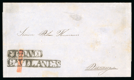 Stamp of Mexico » 1864 "Eagle" Issue 1864 Durango 8 Reales Red Vertical Quadrisect Eagle on cover