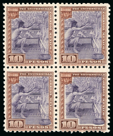 Stamp of Mexico » Later Issues 1934 10p Brown/Violet Pro-University Block of Four Mint