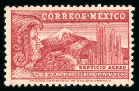 Stamp of Mexico » Airmails 1936 20c Lake Secretaria de Hacienda Watermark