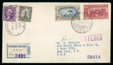 Stamp of Mexico » Airmails 1935 20c Lake Amelia Earhart Airmail on cover
