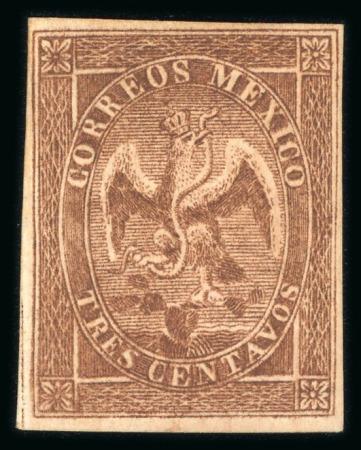 Stamp of Mexico » 1864 "Eagle" Issue 1865-66 Mexico District 3c Brown without overprint Eagle