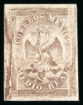 Stamp of Mexico » 1864 "Eagle" Issue 1864 Tulancingo ½ Real Brown Proof Quadrille paper Eagle + Without overprint