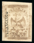 Stamp of Mexico » 1864 "Eagle" Issue 1864 Tulancingo ½ Real Brown Proof Quadrille paper Eagle + Without overprint