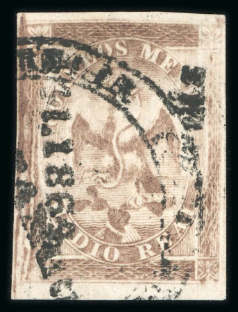 Stamp of Mexico » 1864 "Eagle" Issue 1864 Morelia ½ Real Brown Eagle #141-1864 2nd Period used