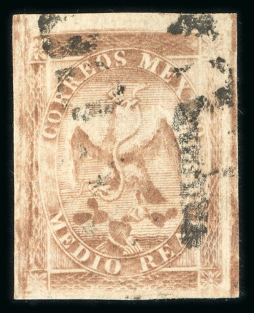 Stamp of Mexico » 1864 "Eagle" Issue 1864 Toluca ½ Real Brown Eagle 1st Period used