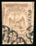 Stamp of Mexico » 1864 "Eagle" Issue 1864 Querétaro Salvatierra ½ Real Brown Eagle 1st Period used.