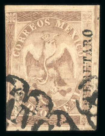 Stamp of Mexico » 1864 "Eagle" Issue 1864 Querétaro Salvatierra ½ Real Brown Eagle 1st Period used.