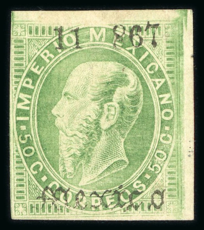 Stamp of Mexico » 1866 "Maximilian" Issue 1867 Mexico District 50c Green #11-1867 Maximilian Engraved Unused