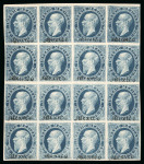 Stamp of Mexico » 1866 "Maximilian" Issue 1866 Mexico District Name Only 13c Blue Litho Maximilian block of 16.