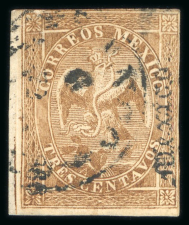 Stamp of Mexico » 1864 "Eagle" Issue 1866 Mexico District 3c Brown Eagle 72-1866 used