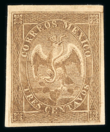 Stamp of Mexico » 1864 "Eagle" Issue 1865-66 Mexico District 3c Brown without overprint Eagle