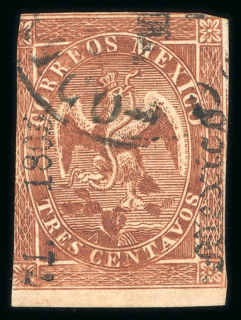 Stamp of Mexico » 1864 "Eagle" Issue 1865 Mexico District 3c Brown #71-1865 Eagle cancelled