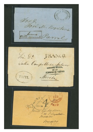 Stamp of Mexico » Stampless Mail and "Sellos Negros" Stampless and Sello Negro cover/front group