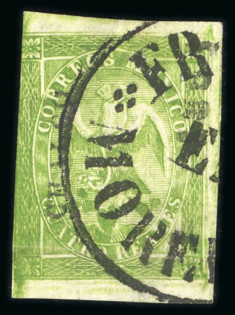 Stamp of Mexico » 1864 "Eagle" Issue 1864 Chalco Cuautla 4 Reales Green Eagle 1st Period
