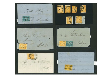 Stamp of Mexico » 1864 "Eagle" Issue 1864-66 Jalapa 1 Real – 2 Reales Eagles 1st , 4th-5th Period group