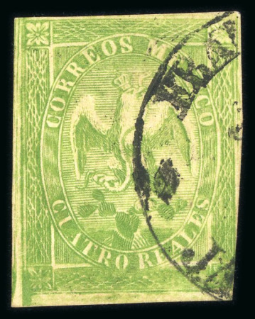 Stamp of Mexico » 1864 "Eagle" Issue 1864 Jalapa No Name 4 Reales Green Eagle 1st Period
