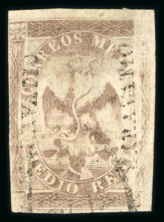 Stamp of Mexico » 1864 "Eagle" Issue 1864 Maravatio ½ Real Brown Eagle 1st Period