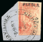 Stamp of Mexico » 1864 "Eagle" Issue 1864 Puebla Tehuacán 8 Reales Red sub 47 Eagle 1st Period