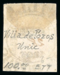 Stamp of Mexico » 1864 "Eagle" Issue 1864 San Luis Potosí Villa de Pozos 1 Real Ultra Eagle 1st Period from tiny town