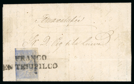Stamp of Mexico » 1864 "Eagle" Issue 1864 Toluca Tejupilco 1 Real Ultra Eagle 1st Period on cover