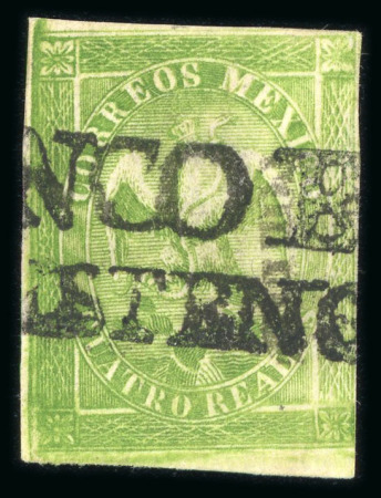 Stamp of Mexico » 1864 "Eagle" Issue 1864 Toluca Tianguistengo 4 Reales Green 1st Period Eagle