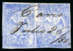 Stamp of Mexico » 1864 "Eagle" Issue 1864 Zacatecas No Name Carro 1 Real Ultra Eagle pair 1st Period